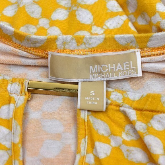 Michael Michael Kors 3/4 Sleeve Top Size Small Color Yellow/White Gently Used - Picture 4 of 5
